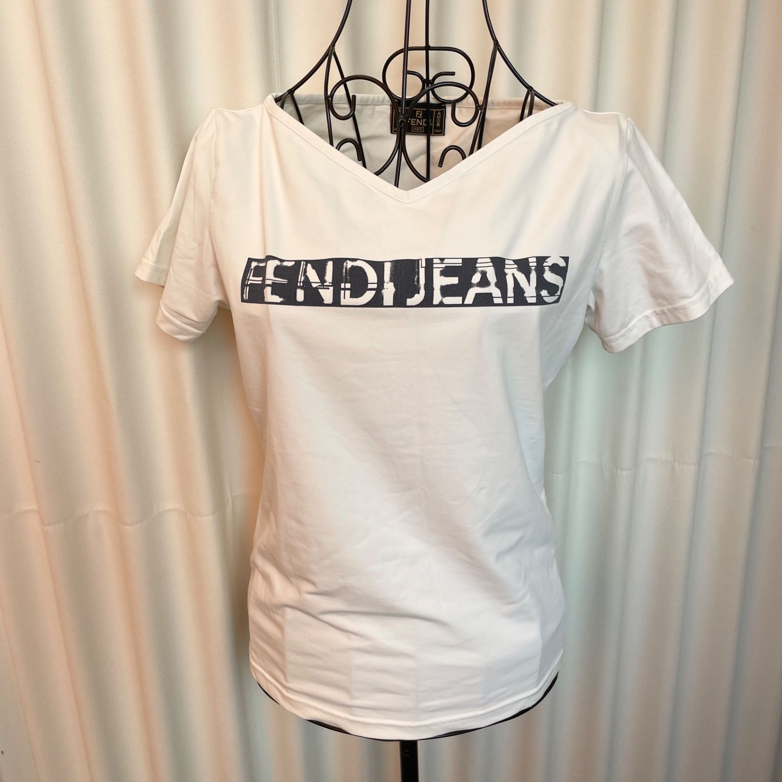 希少　美品　FENDI ロゴ　半袖　T シャツ FENDI JEANS フェンディ ロゴプリント 半袖Tシャツ 管理番号SC595