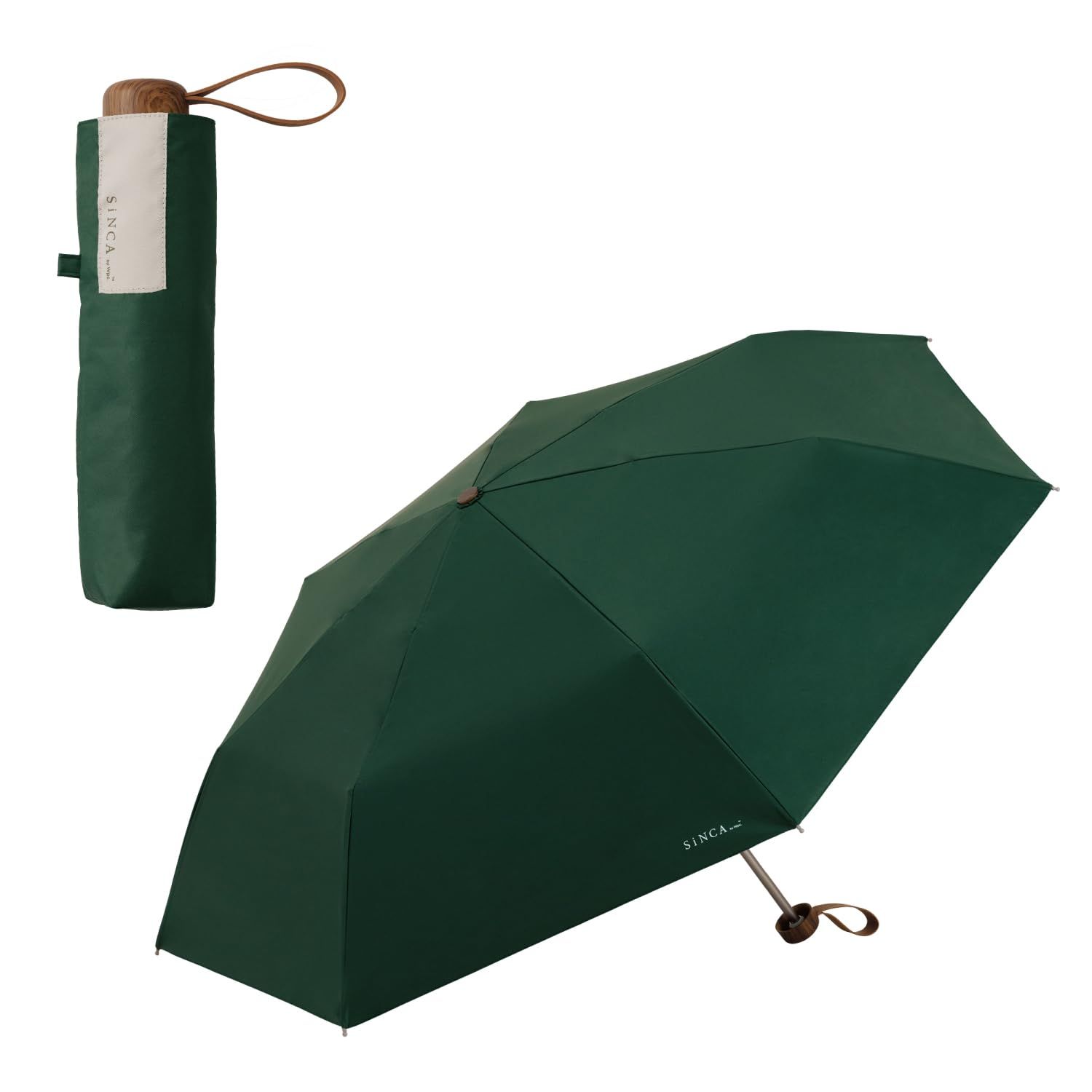 新品 Wpc. 日傘 SiNCA MINI 53 グリーン《遮光率100%・UVカット率99.9%・UPF50+・晴雨兼用》折りたたみ傘 53cm レディース メンズ シンプル 無地 大人 ベーシック 上品 耐風15m/s おしゃれ シック SI001-919