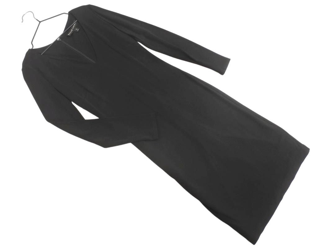 Ralph Lauren ラルフローレン Vネック Iライン ワンピース size0/黒 ◇■ レディース