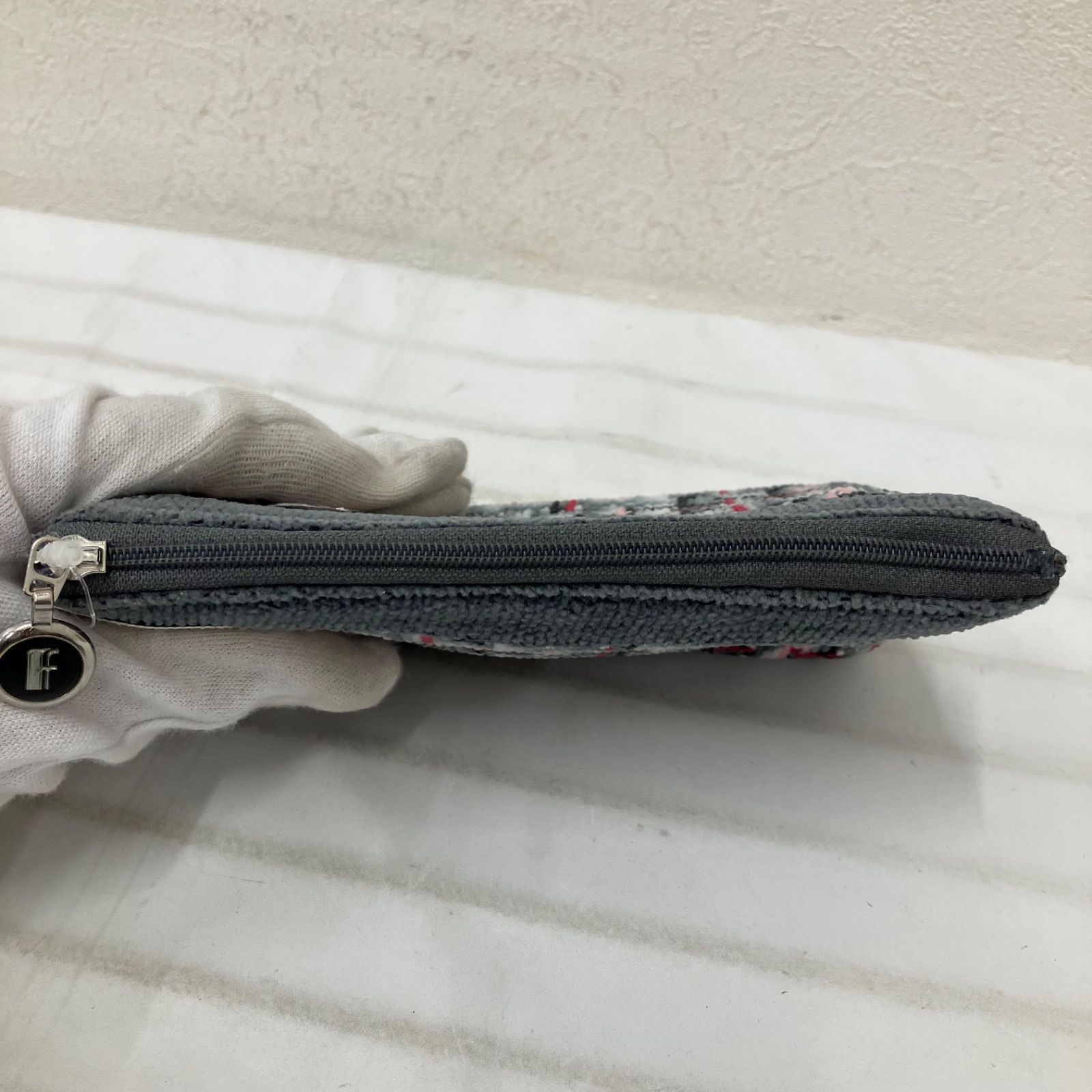 2933 FEILER フェイラー タグ付き ポーチ シュニール織り ツイード柄