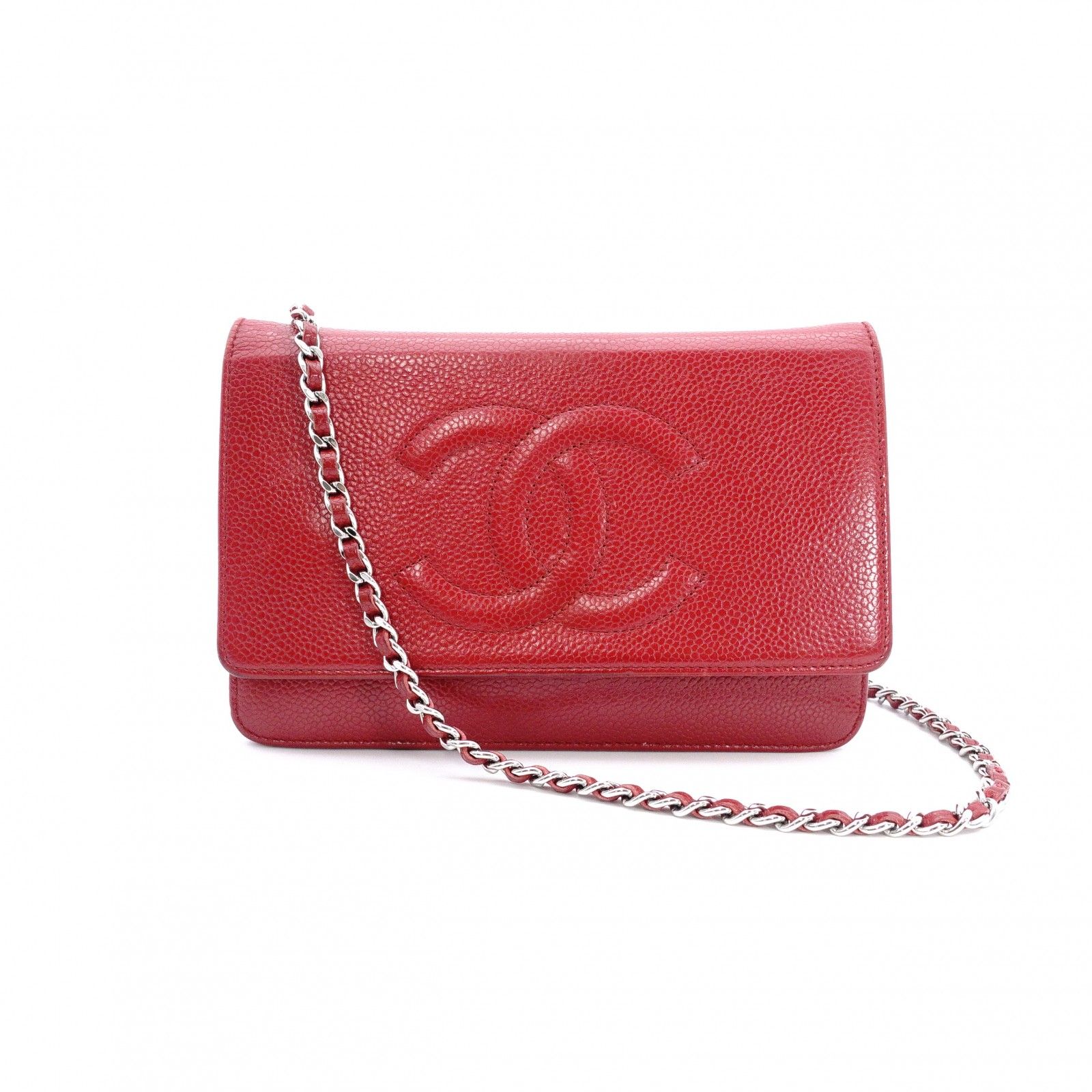 CHANEL レッド 斜めがけバッグ CHANEL シャネル ショルダーバッグ レザー レッド クロスボディ