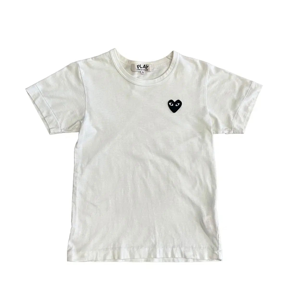 S コム・デ・ギャルソン ブラックハート ワッペン レディース 半袖Tシャツ