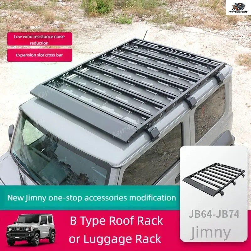 オフロード4x4アクセサリー 低風抵抗アルミルーフラック 2019年以降スズキジムニーJB64 JB74用 スライディングバーラゲッジラックキット