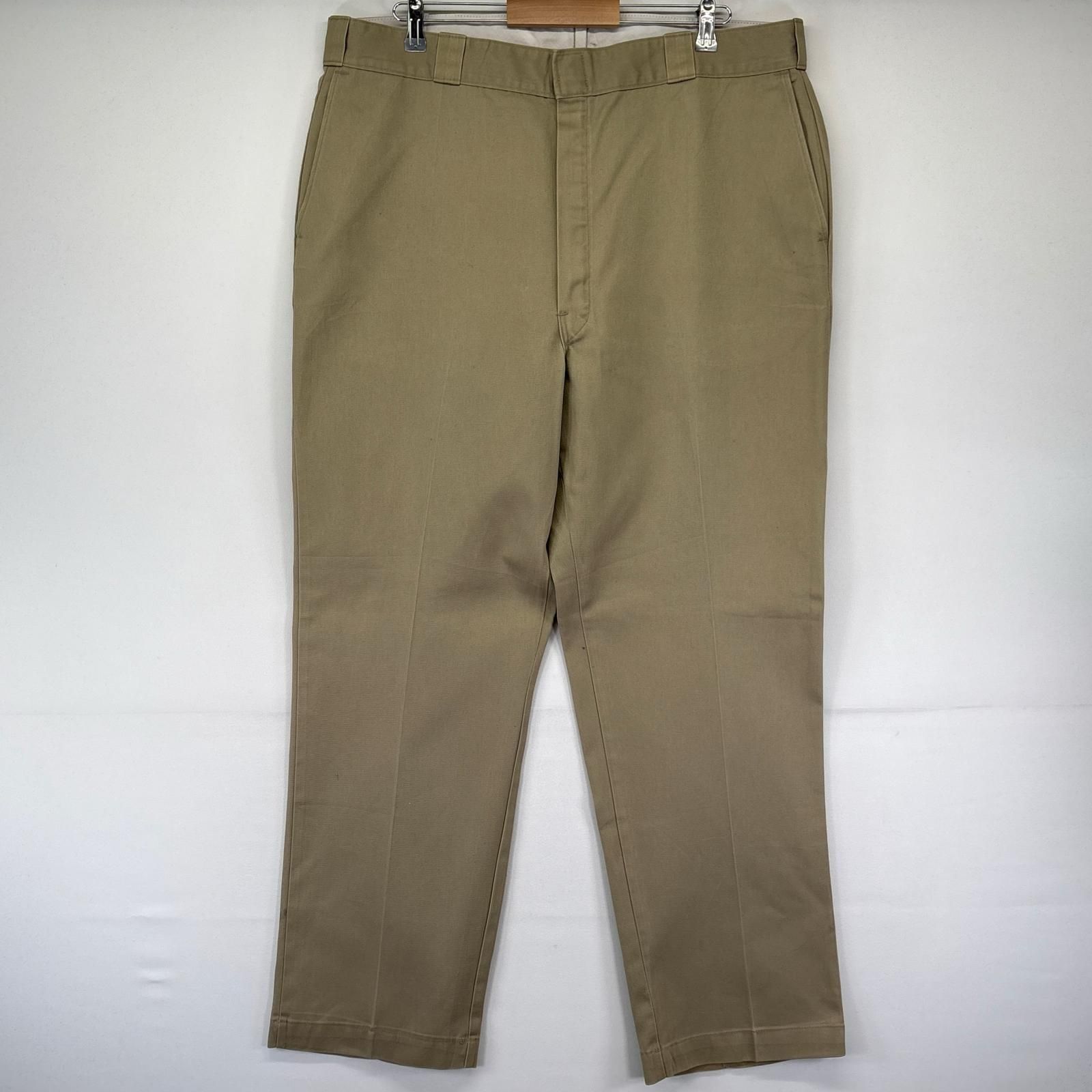 古着 80's/80年代 ヴィンテージ ディッキーズ Dickies USA製 パンツ ワーク チノパン チビタグ ジップフライ W42 L32 ベージュ系 メンズ