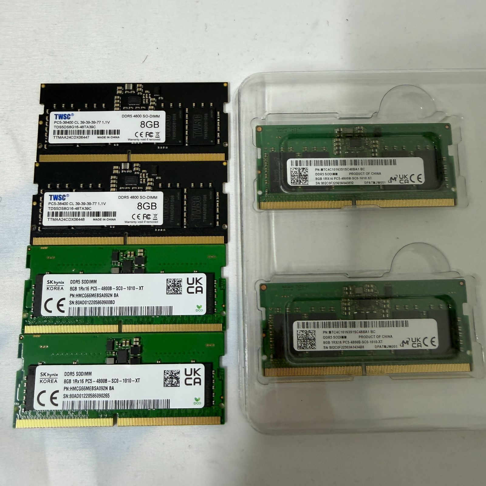【中古】ノートPC用 SO-DIMM DDR5メモリ 8GB 2枚 動作確認済/まとめ】ノートPC用メモリ DDR5 SODIMM 8GB×6枚 計48GB PC5