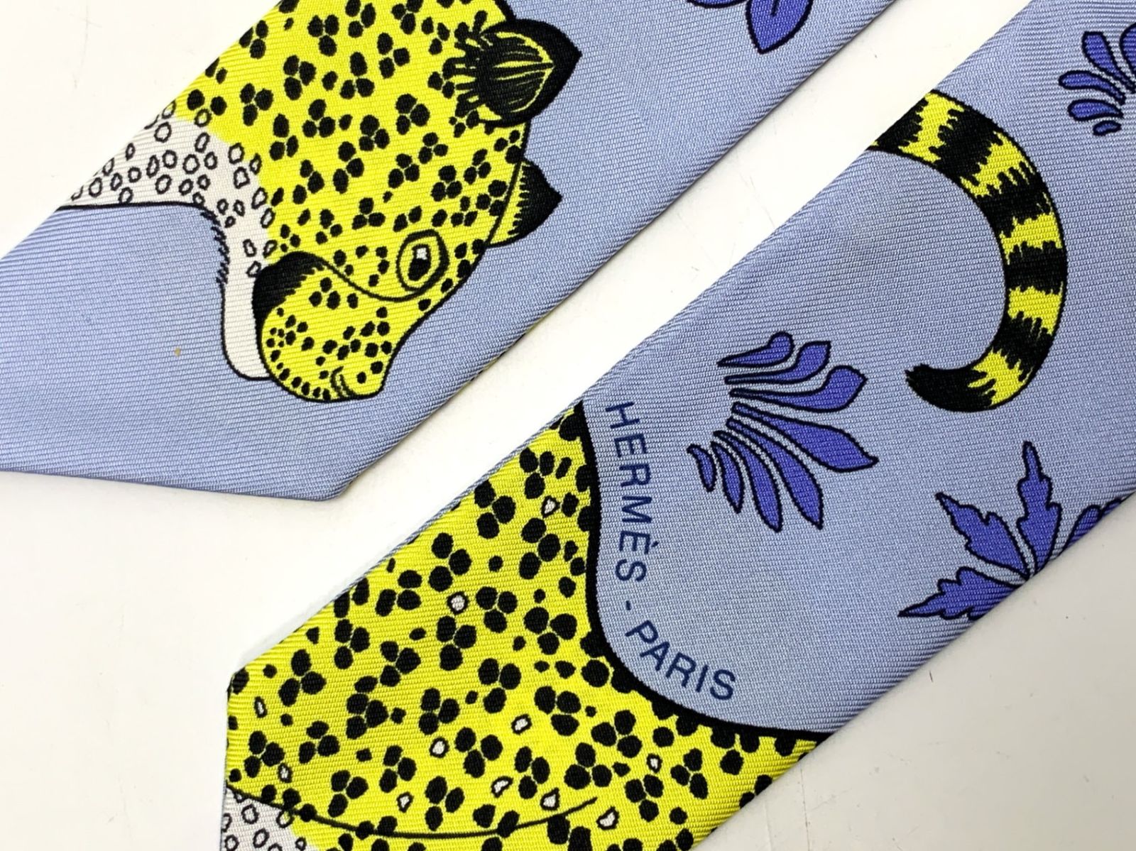 HERMES エルメス シルク ツイリー Les Leopards レオパード ヒョウ