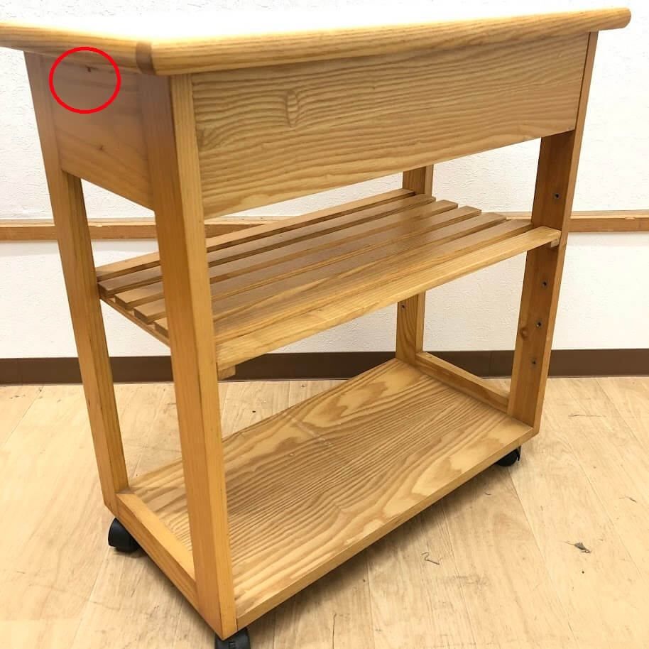 ss8694 【中古】 タイル天板 キッチンワゴン ナチュラル 木製 幅65cm