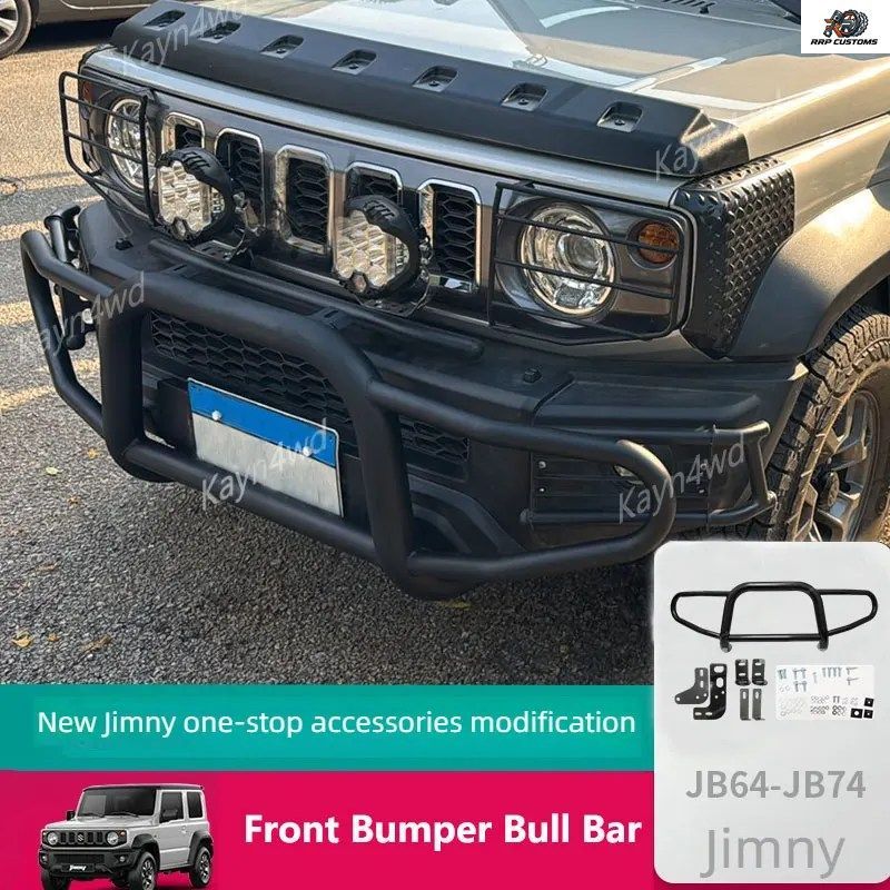 オフロード4x4改造アクセサリー スチール製フロントバンパー ブルバーガード 2019年以降スズキ ジムニー JB64 JB74用 自動車部品