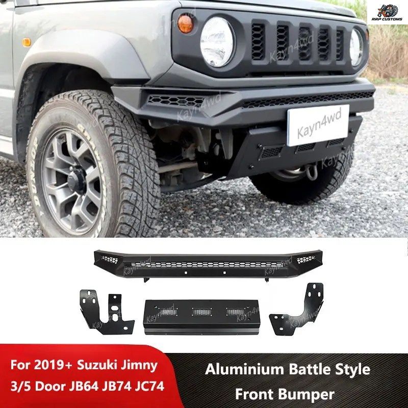 オフロード4x4エクステリアアクセサリー アルミ製バトルスタイルフロントバンパーガードキット 2019-2025 SUZUKI Jimny JB64 JB74 JC74用