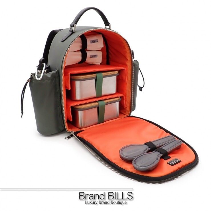 未使用品 PRADA プラダ アウトドア Re-Nylon ピクニック バックパック 2UP008 テスート ステンレス ボトル お弁当箱 カトラリー カーキ