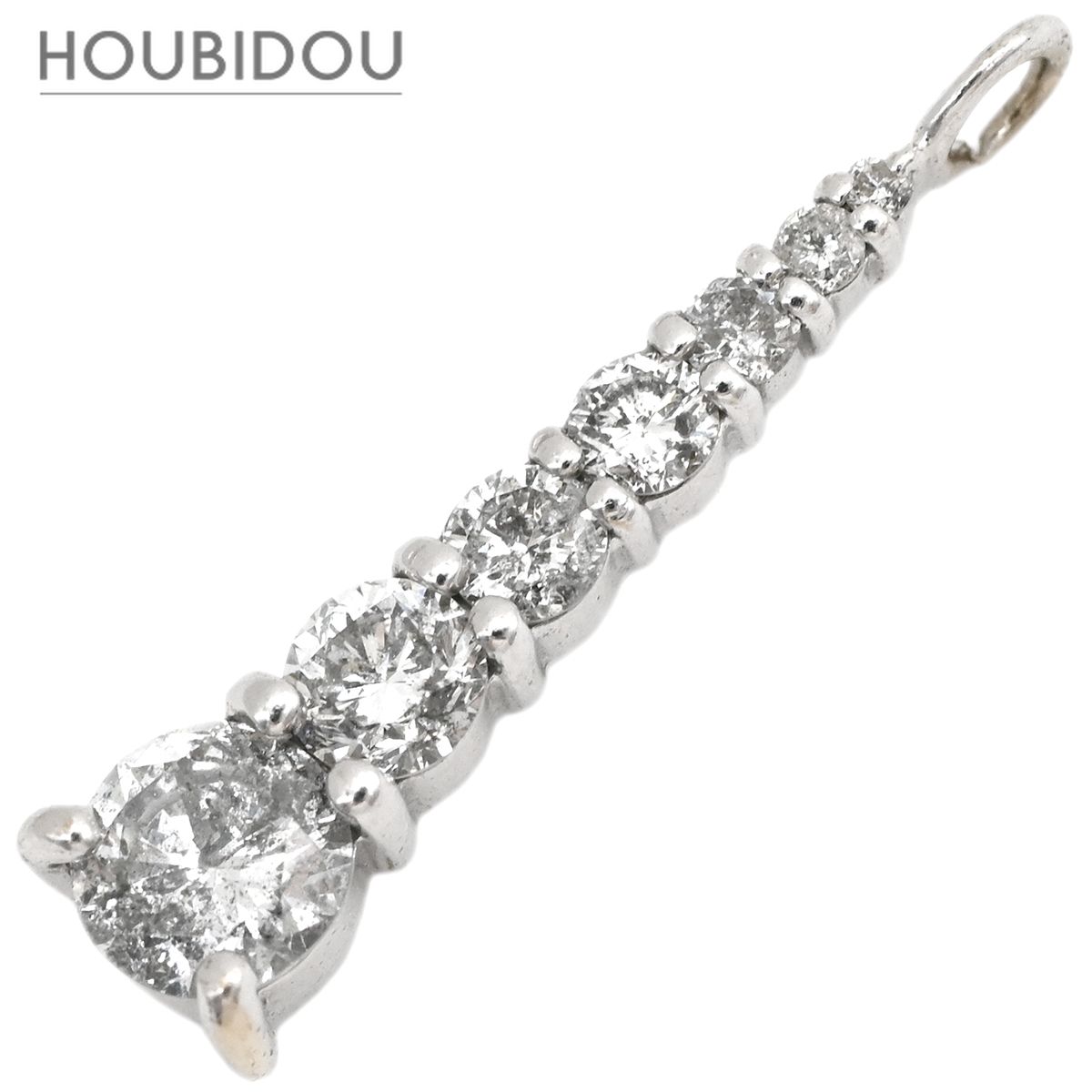 ペンダントトップ ダイヤモンド 0.50ct ホワイトゴールド K18WG Au750 18K 18金 7粒 7ストーン グラデーションバー 【中古】