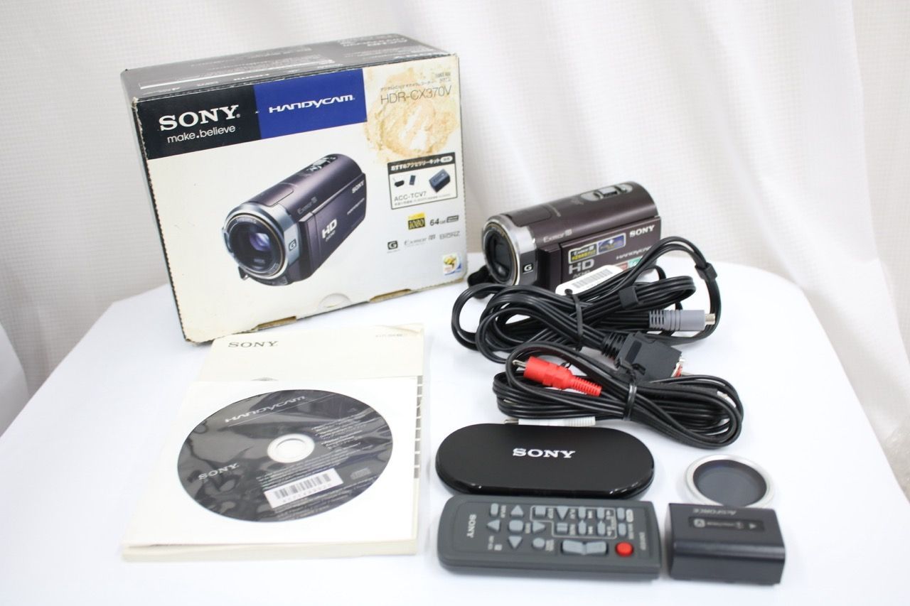 【返品保証】 【元箱付き】ソニー Sony HANPYCAM HDR-CX370V ボルドーブラウン 12x バッテリー付き ビデオカメラ e12788