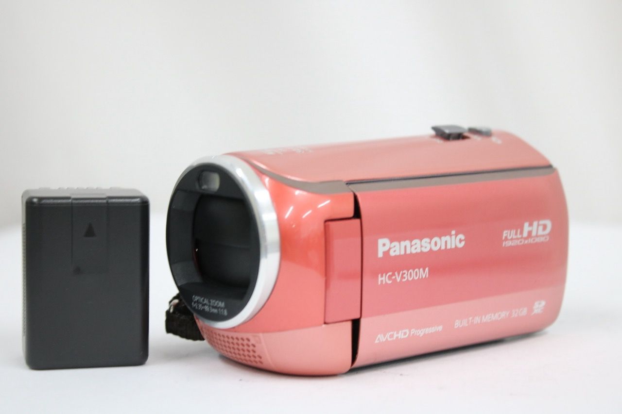 【返品保証】 パナソニック Panasonic HC-V300M ピンク 50x バッテリー付き ビデオカメラ e12843