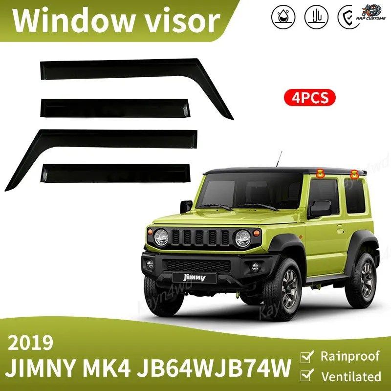 車用4x4アクセサリー サンシェード レインガード ウィンドウバイザー 3ドア 2019+ スズキ ジムニー JB64 JB74 レインシールド ウィンドウ