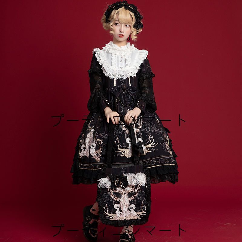 人気商品 再会の世界（さいかいのせかい） オリジナルデザイン 豪華ロリータ洋装 OP長袖日常優雅ロリータワンピース リボン付き 豪華セット 文化祭 イベント用 撮影会 プレゼント 仮装 ハロウィン