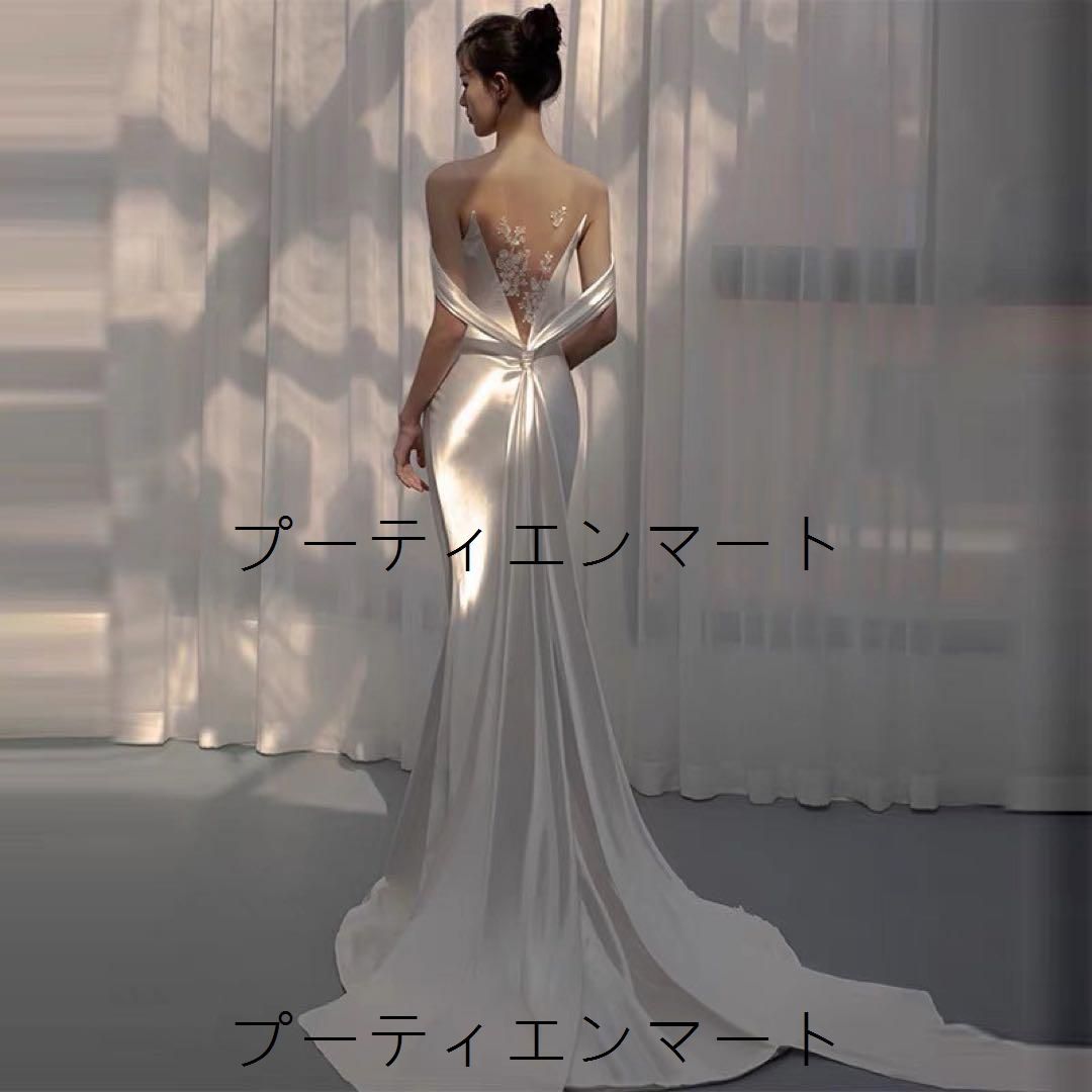 人気商品 とろんとした生地感の上品なウェディングドレス ロングタイプ