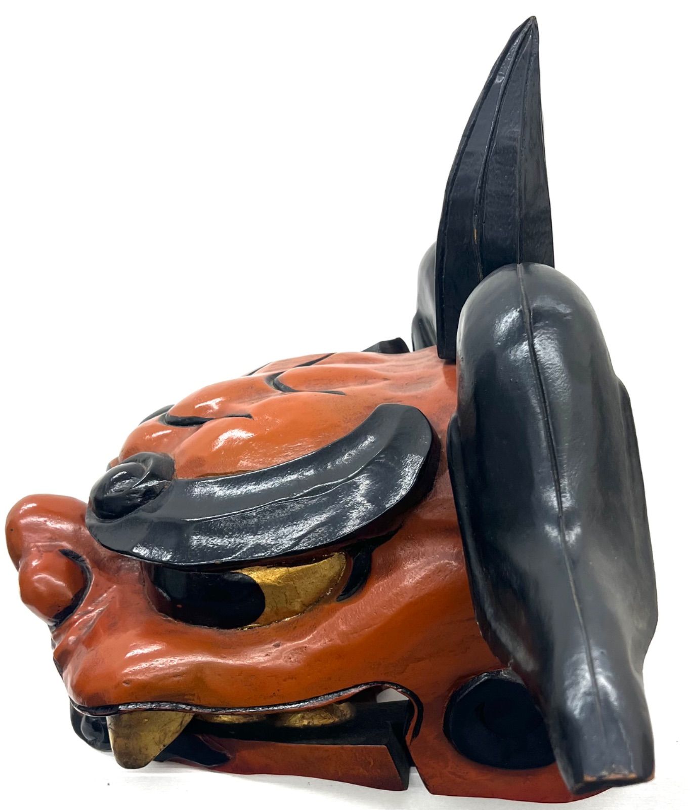希少】獅子頭 木彫り 獅子舞 祭り 神楽 伝統工芸 魔除け 縁起物 木製