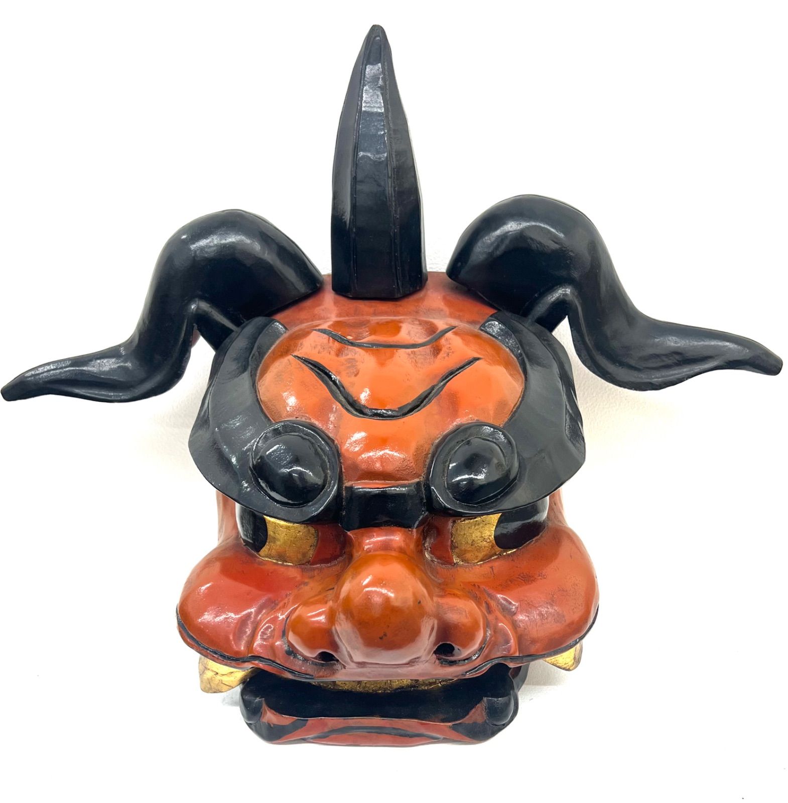 希少】獅子頭 木彫り 獅子舞 祭り 神楽 伝統工芸 魔除け 縁起物 木製