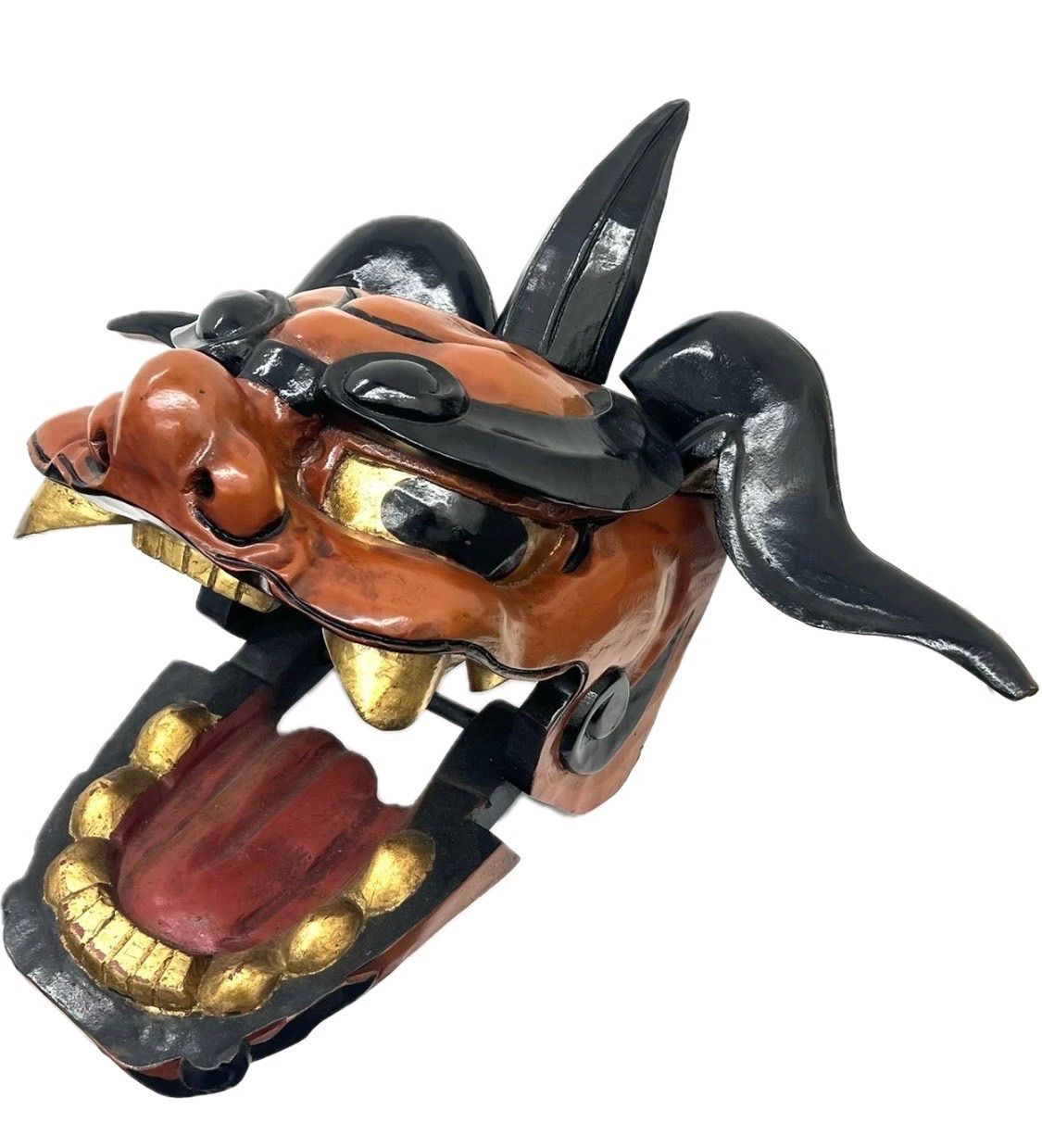 【希少】獅子頭 木彫り 獅子舞 祭り 神楽 伝統工芸 魔除け 縁起物 木製 オブジェ 29,250円