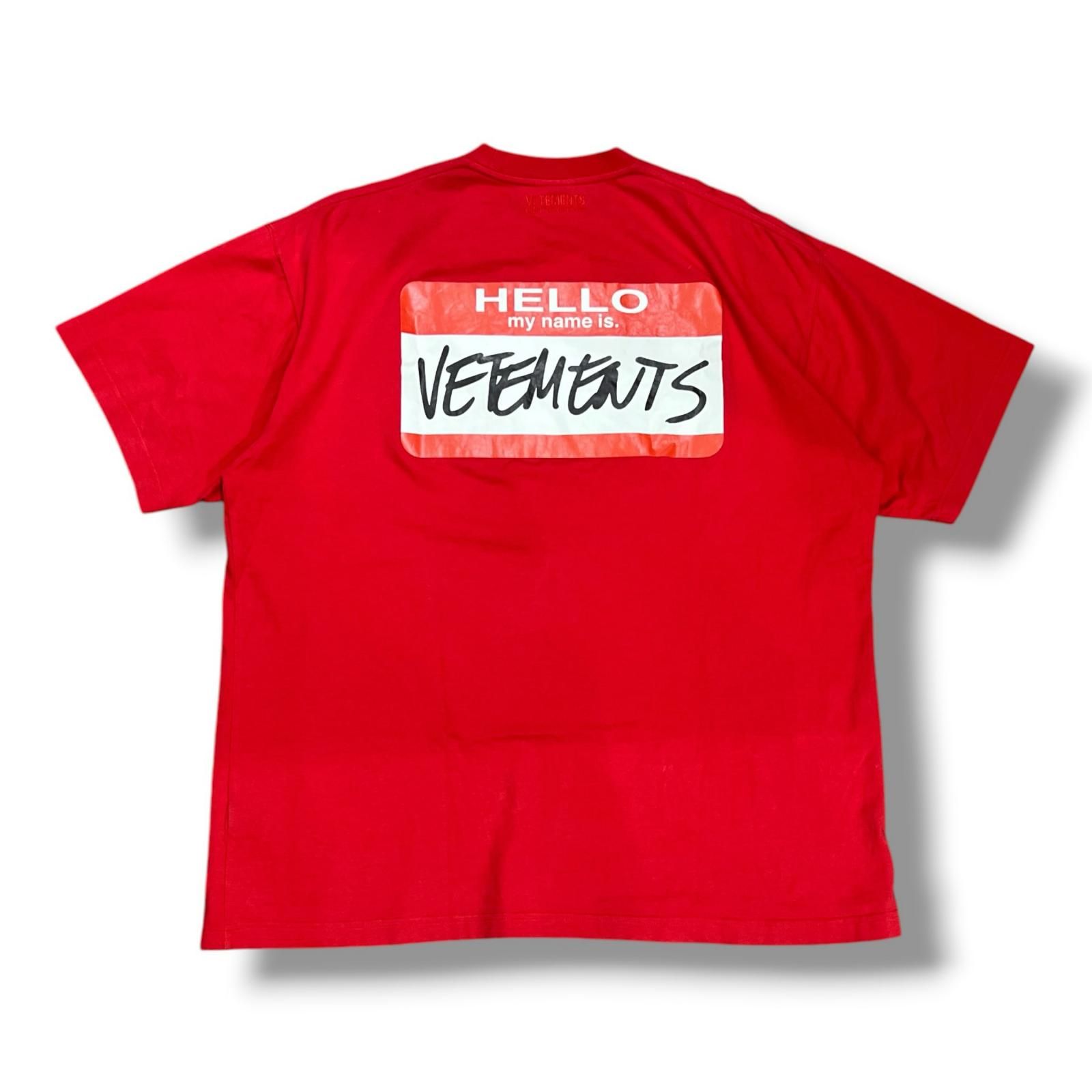 vetements ヴェトモン my name is シャツ　レッド VETEMENTS Hello my name is VETEMENTS Tee ハローマイネームイズ