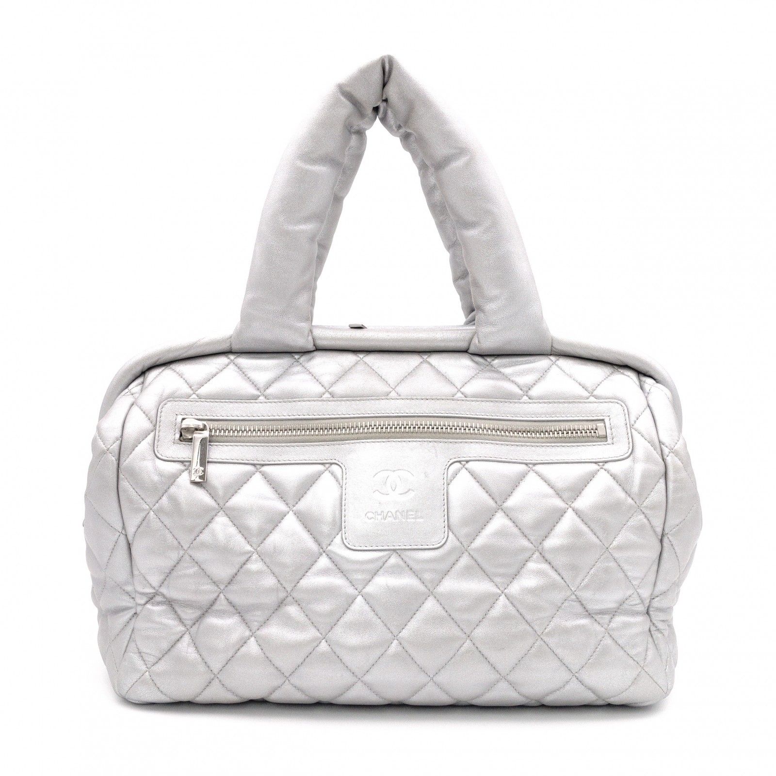 シャネル　コココクーン　ナイロン　トートバッグ　シルバー CHANEL シャネル コココクーン トートバッグ レザー シルバー