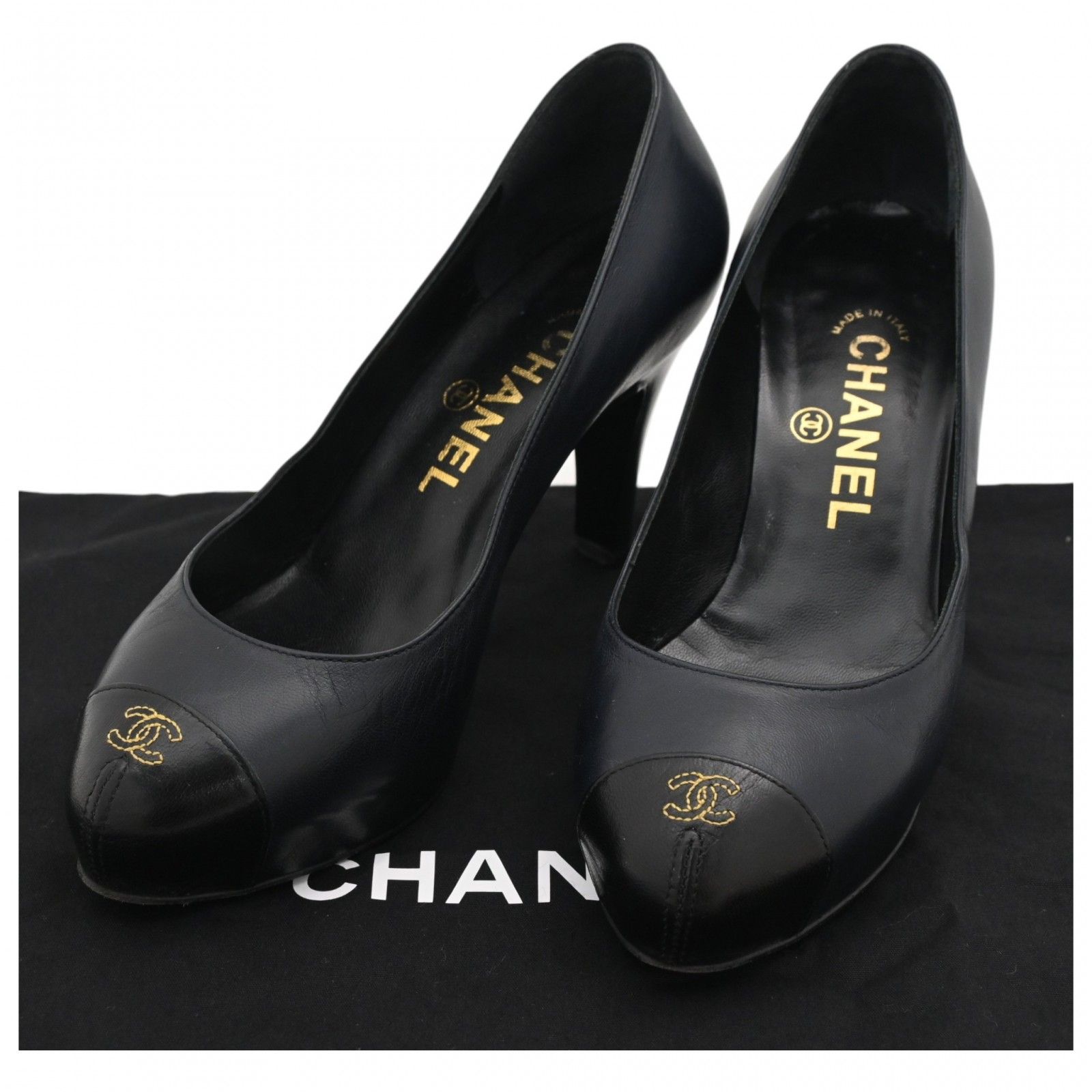 【中古】シャネル ココマーク レザー パンプス ハイヒール 靴 Bランク ch8517hh