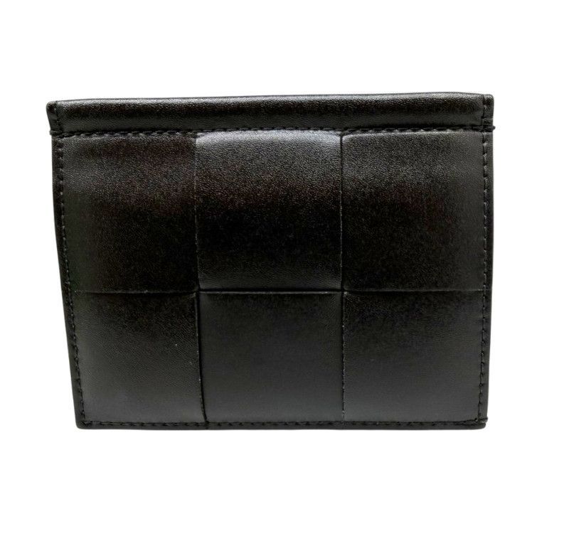 【中古】BOTTEGA VENETA ボッテガ ヴェネタ カセット スリムフラップ カードケース ブラック コンパクト 財布 レザー 黒 レディース メンズ ユニセックス 【ブランドギャラリー東心斎橋店】