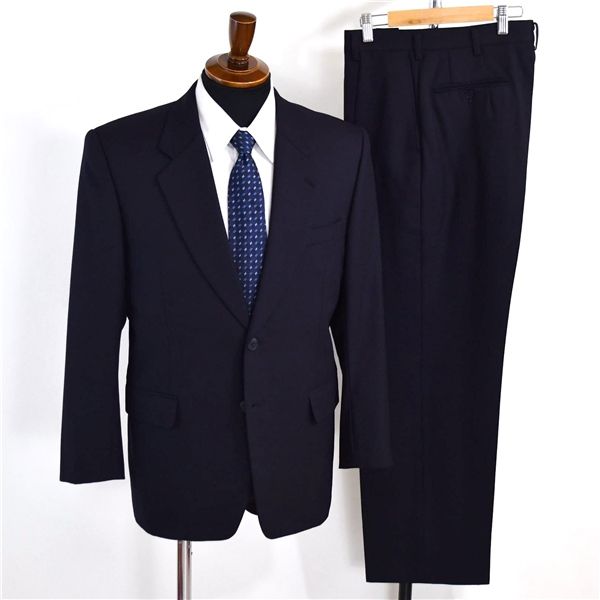 PREMES 2つボタン シングルスーツ S A4 ダークネイビー 袖口3つ釦 開き見せ 163-1871-15 夏物 春夏 6XE066 【送料無料】【中古】【メンズビジネス】202605