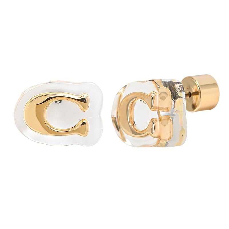 コーチ COACH ピアス スタッドピアス シグネチャー Cロゴ ルーサイト レディース クリア ゴールド 541368GLD710 ジュエリー アクセサリー [並行輸入品]