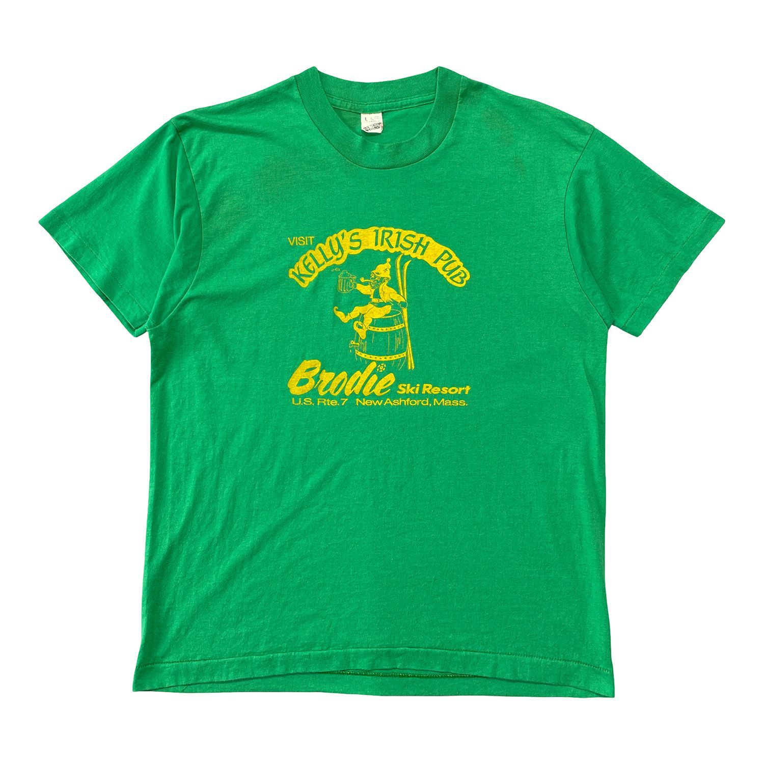 古着 USA製 80S SCREEN STARS ケリーズアイリッシュパブ ヴィンテージ Tシャツ プリント メンズL グリーン シングルステッチ BA5702
