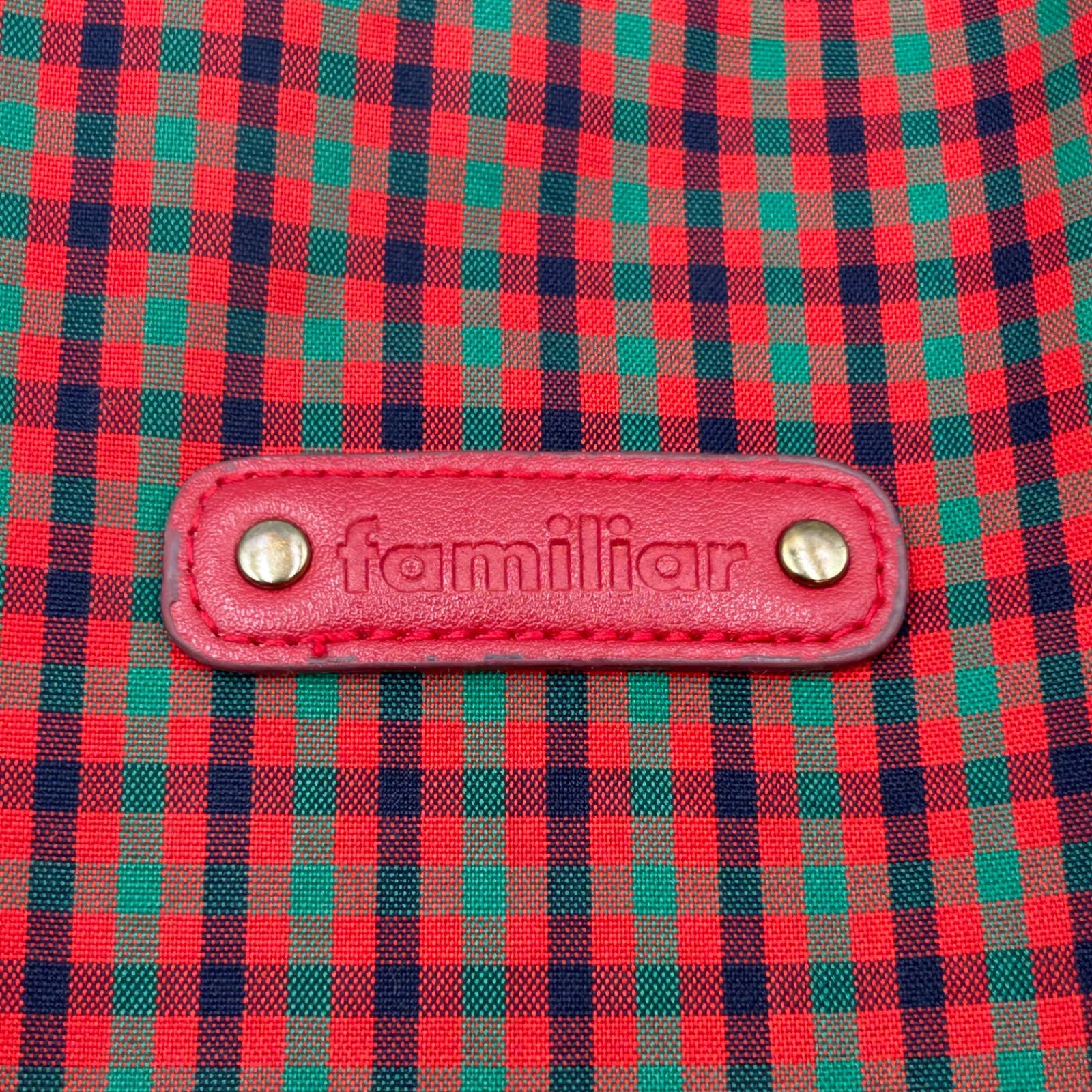 familiar ファミリア 赤チェックトートバッグ チェック柄 トートバッグ