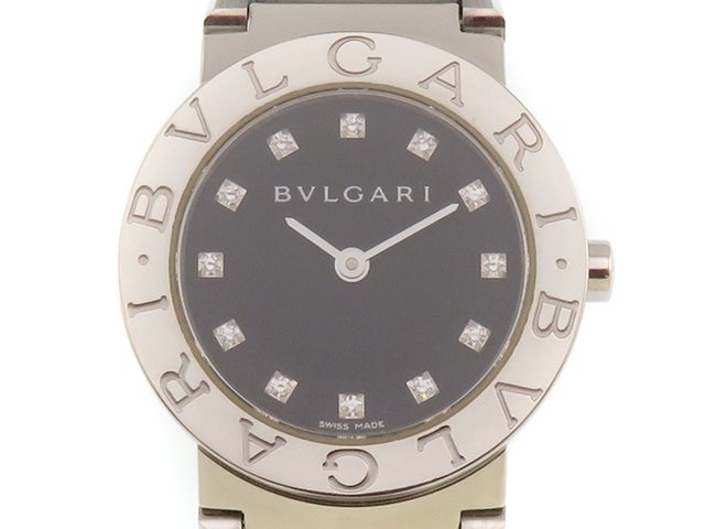 BVLGARI ブルガリ ブルガリ ブルガリ BB26SS ステンレススチール ブラック/12Pダイヤモンド 文字盤 レディース時計 2148104025340【中古】207
