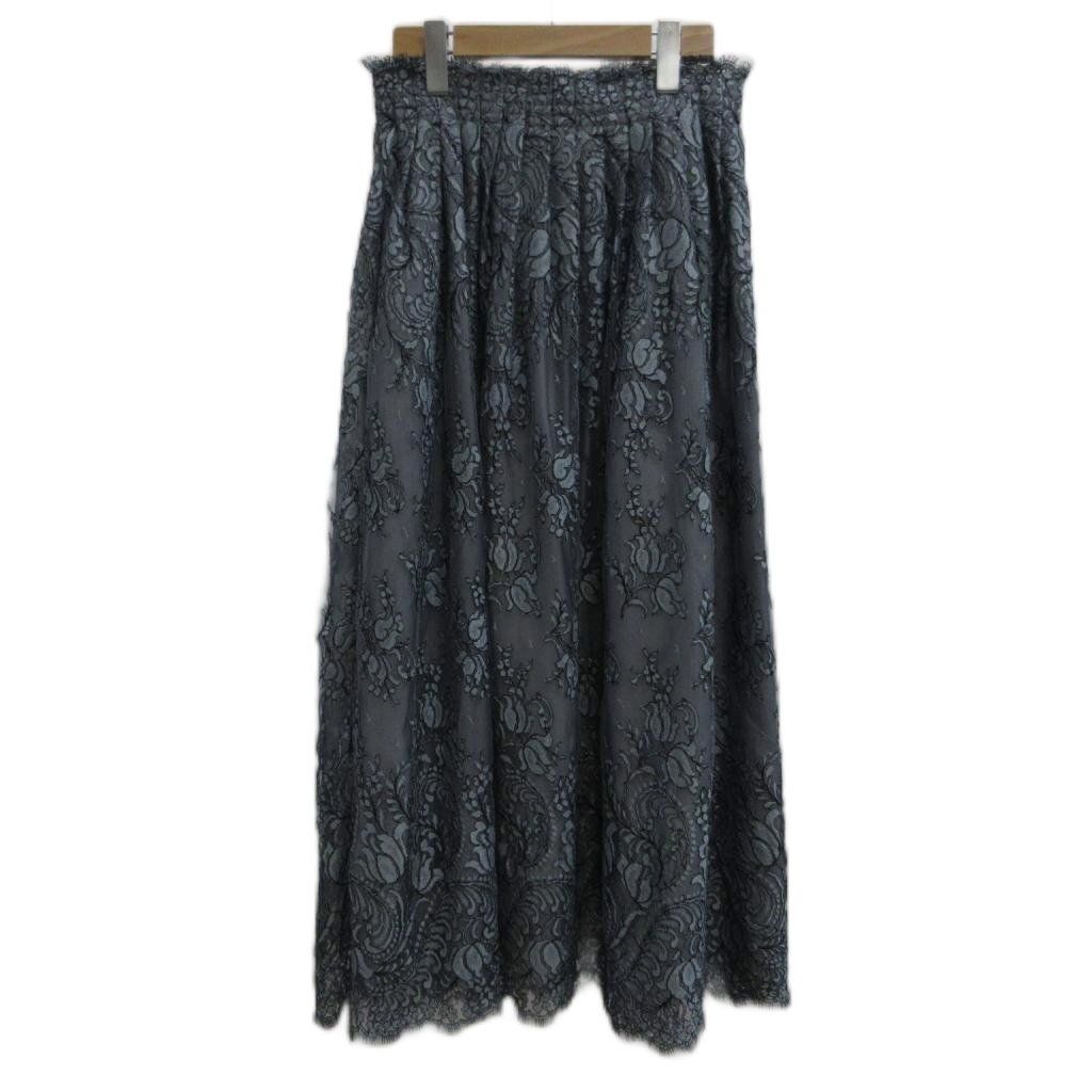 エブール ebure スカート 38 グレー レース 総柄 ロング丈 38 フレアシルエット 210500099 /PP ■GY19