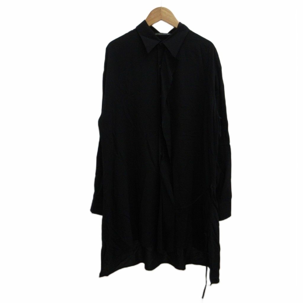 ヨウジヤマモト YOHJI YAMAMOTO RY LAWN DESIGNED BIG B シャツ ブラウス 1 黒 ブラック 長袖 ビッグシルエット 変形裾 FZ-B63-200 /PP