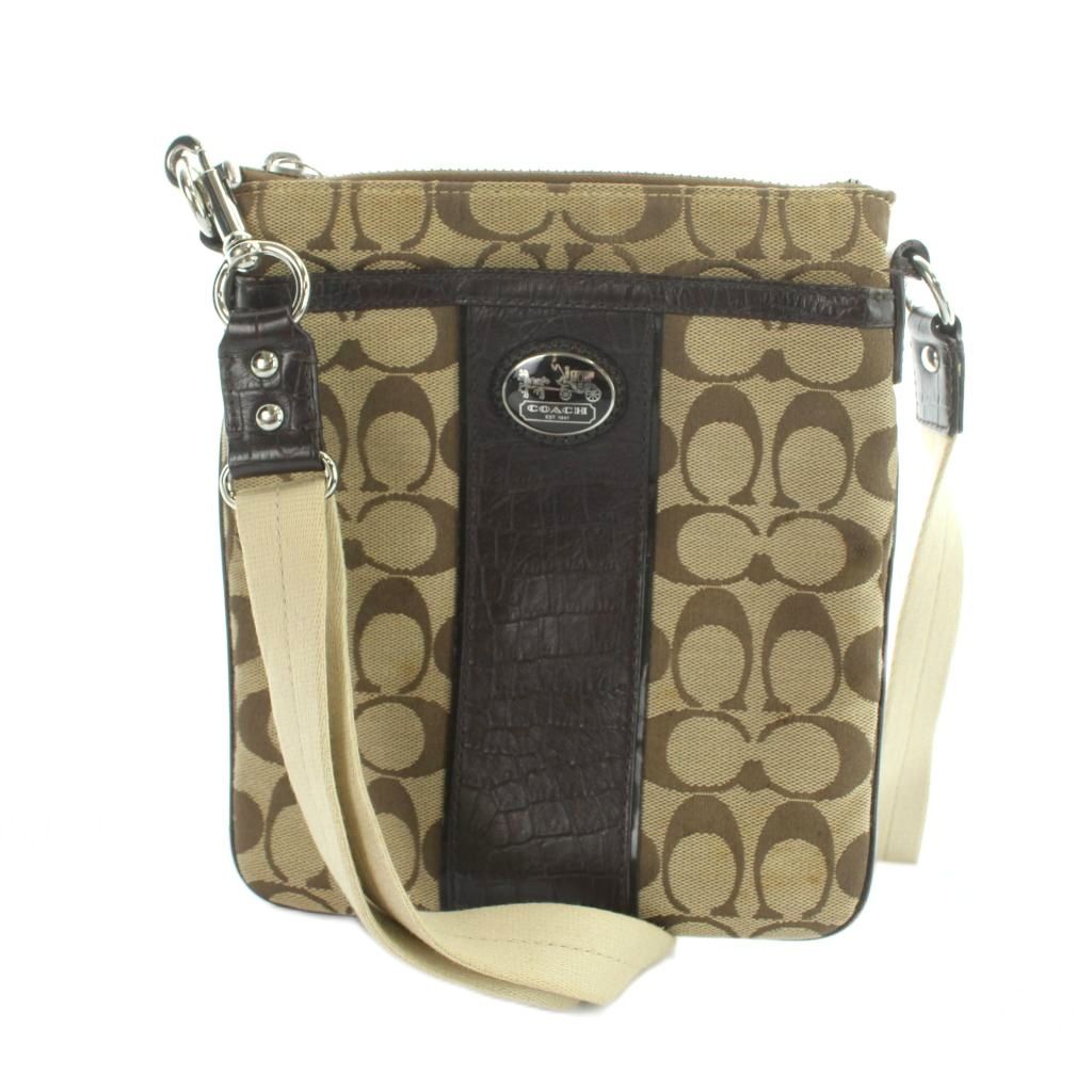 コーチ COACH ショルダーバッグ 斜めがけ シグネチャー キャンバス レザー ロゴ 茶 ブラウン ■GY11 /MQ