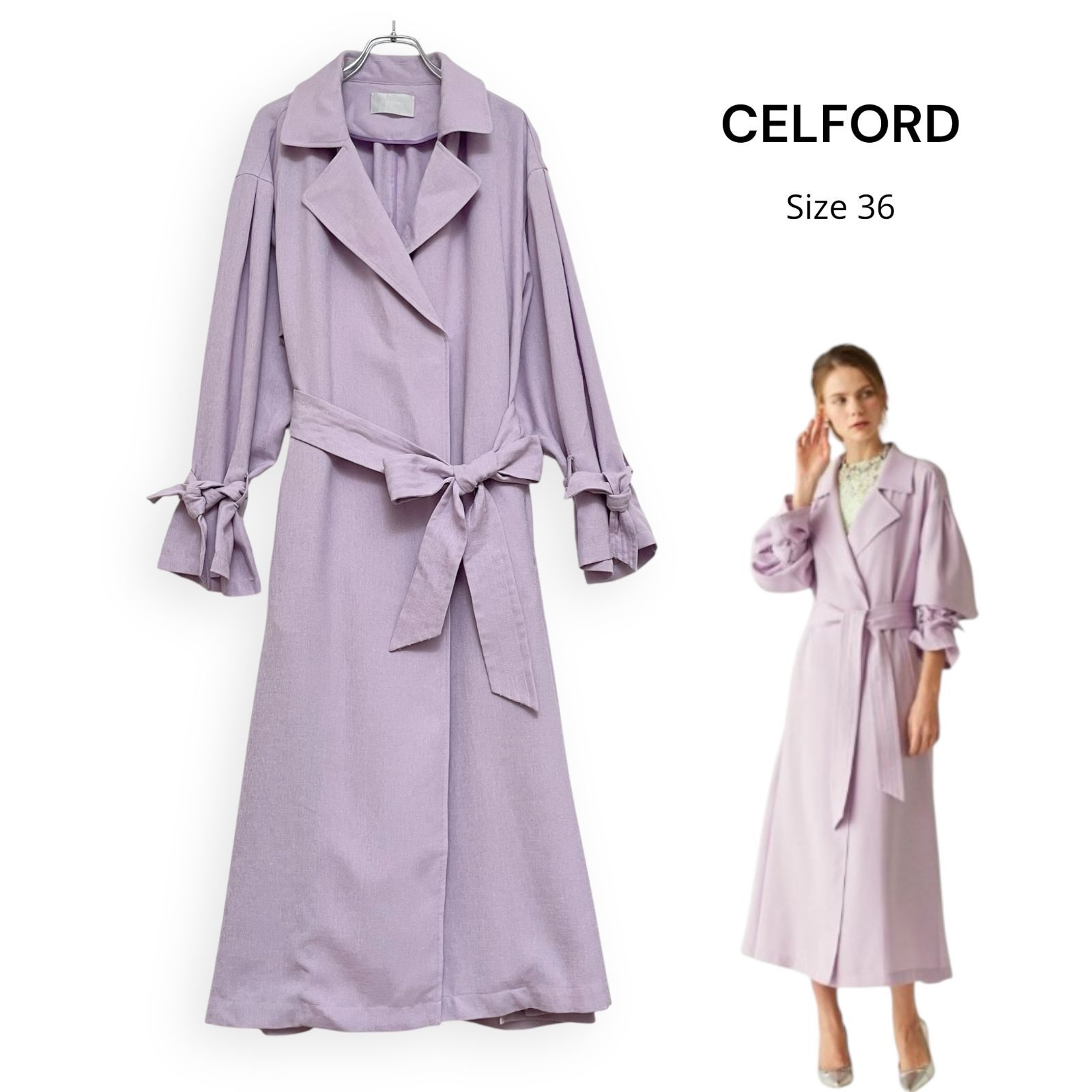 CELFORD セルフォード リネンライク トレンチコート スプリングコート ラベンダー Size36