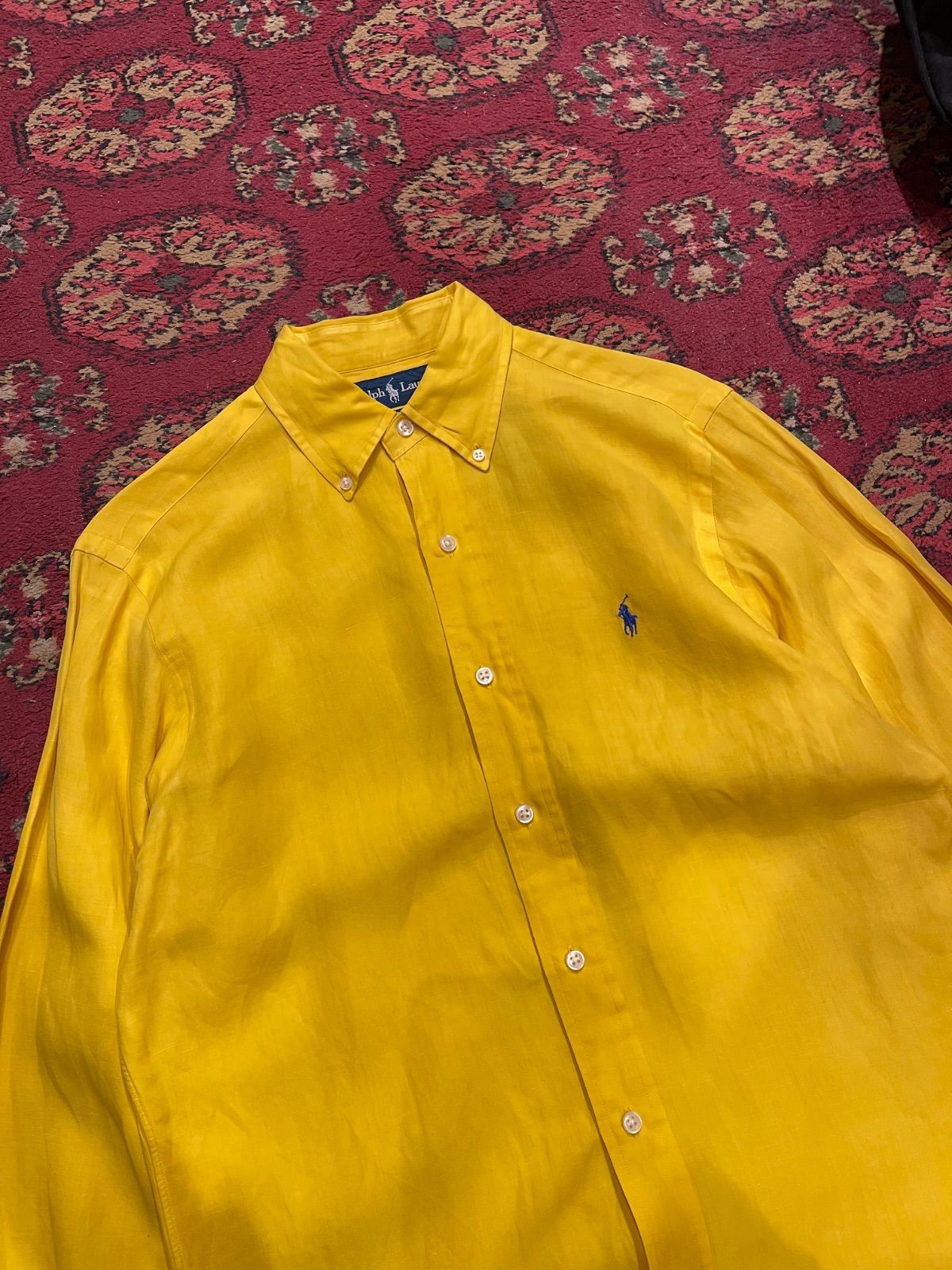 【 Ralph Lauren / Linen62% Silk38% 】ラルフローレン　長袖シャツ　シルクリネンシャツ　ビタミンカラー　Sサイズ