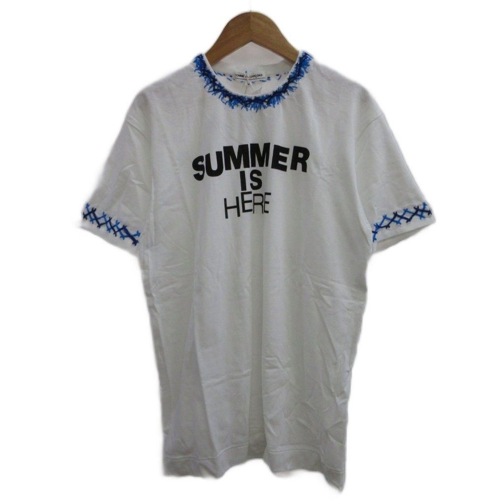 コムデギャルソン COMME des GARCONS AD2009 Tシャツ summer is here M 白 ホワイト 半袖 ロゴプリント 刺繍 カットソー OC-T019 /PP ■GY19