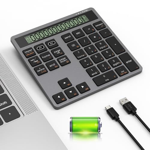 Numpad Bluetooth Calculator Type-C Charging Type-C Wired and Bluetooth Wireless Tenkey Calculator 2 in 1 Slim 34 Keys External Numpad Keyboard Data Input+ Calculation 2 in 1 Numpad Laptop, Death 17211aa9