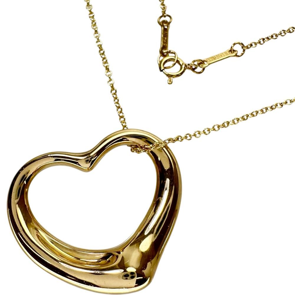 【TIFFANY&Co./ティファニー】オープンハート エルサペレッティ ラージサイズ ネックレス K18YGイエローゴールド 18金 9.9g 46.5cm レディース 【中古】【真子質店】【GD】