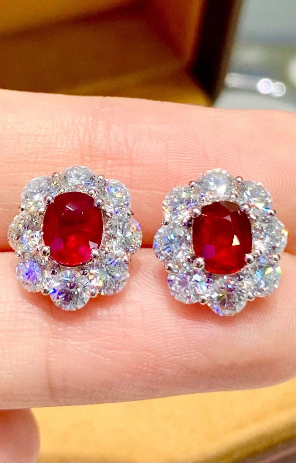 1.03ct+1.01ct 無焼 天然ルビー ピジョンブラッド ピアス 18kホワイトゴールド