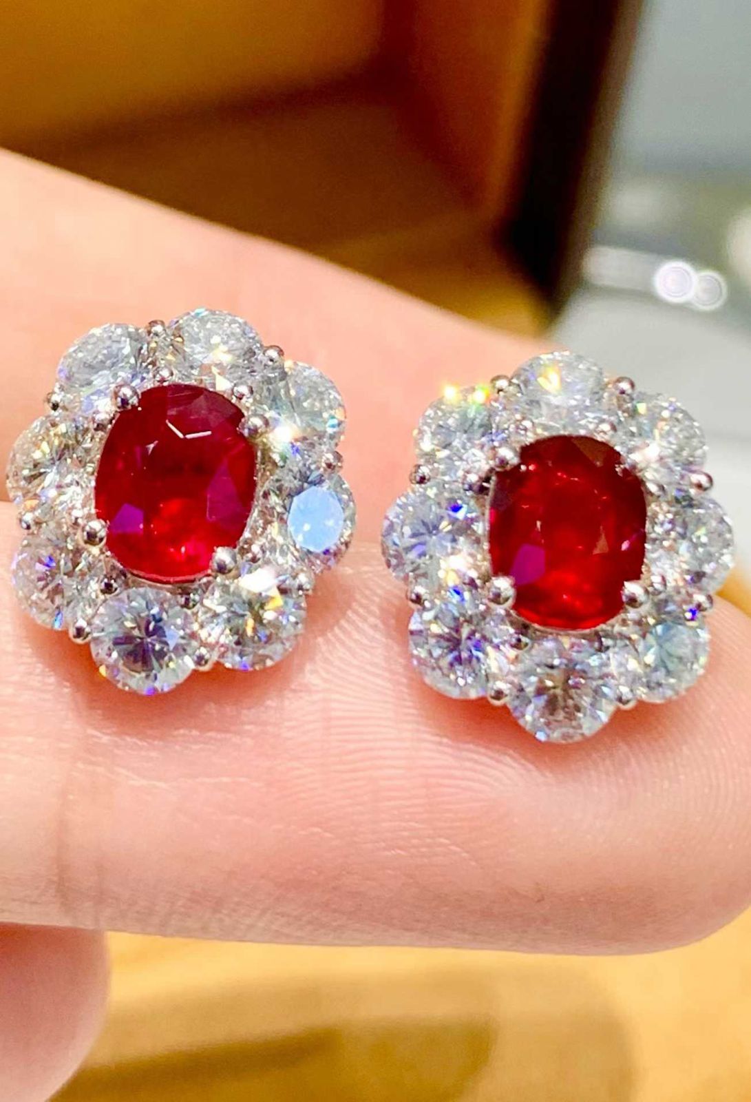 1.03ct+1.01ct 無焼 天然ルビー ピジョンブラッド ピアス 18kホワイトゴールド