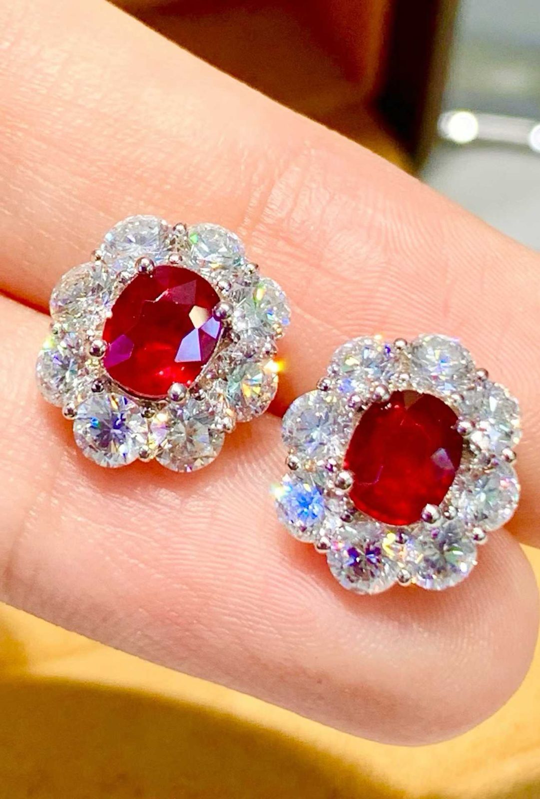 1.03ct+1.01ct 無焼 天然ルビー ピジョンブラッド ピアス 18kホワイトゴールド
