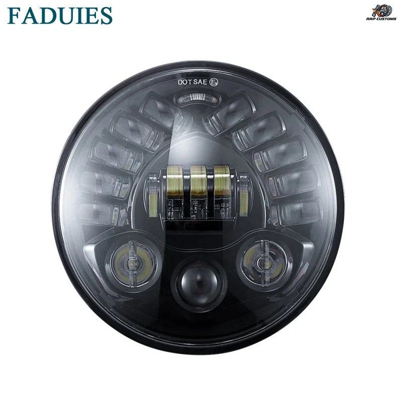 FADUIES 7インチ LEDヘッドライト（デイタイムランニングライト付き）12V DOT/ECE LEDハイビーム＆ロービームアダプティブヘッドライト（オ