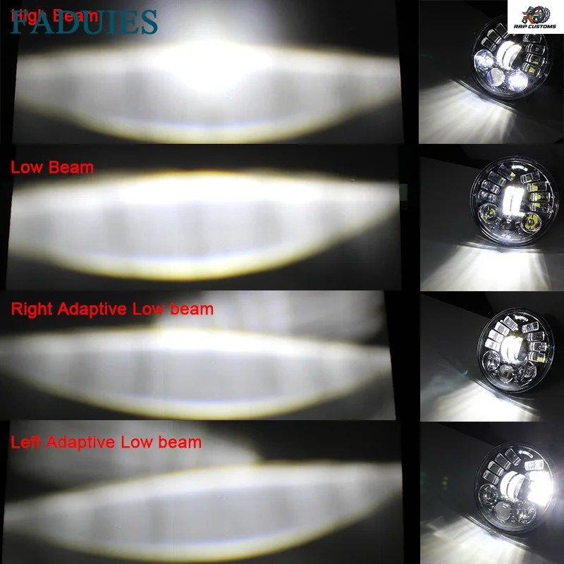 FADUIES ブラック 5.75インチ LED オートバイ用アダプティブヘッドライト（モータースポーツスター 1200 XL1200L カスタム XL1200C 883 XL8