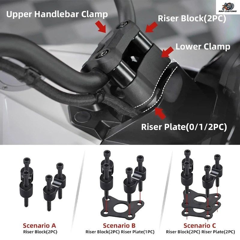 Can-Am Spyder RT RTs F3 F3s用モーターサイクルハンドルバーライザーエクステンションキット、1 1/8インチ後方、1 3/8インチ上方に調整可