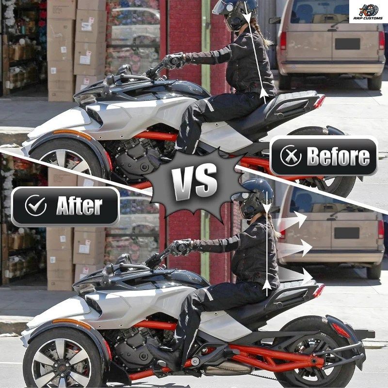 Can-Am Spyder RT RTs F3 F3s用モーターサイクルハンドルバーライザーエクステンションキット、1 1/8インチ後方、1 3/8インチ上方に調整可