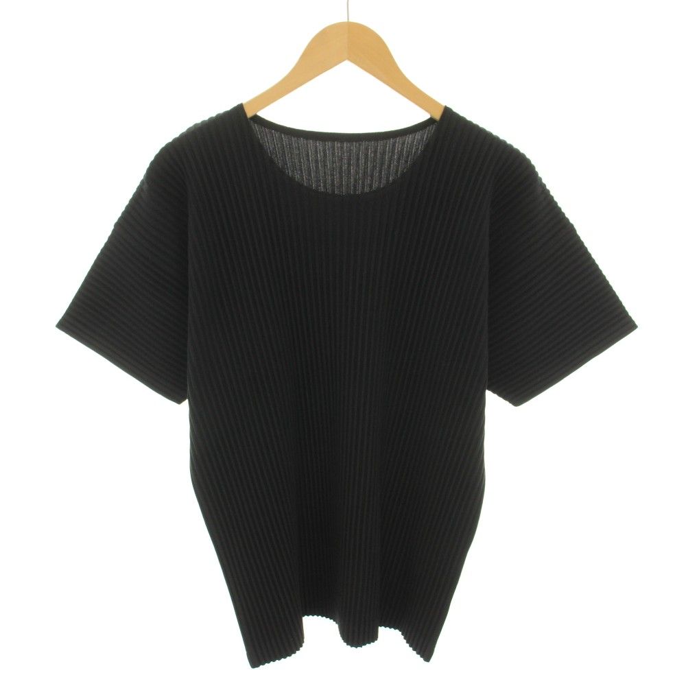 オムプリッセイッセイミヤケ HOMME PLISSE ISSEY MIYAKE ベーシック Basic プリーツ Tシャツ カットソー 半袖 3 黒 ブラック HP46JK420 /YT
