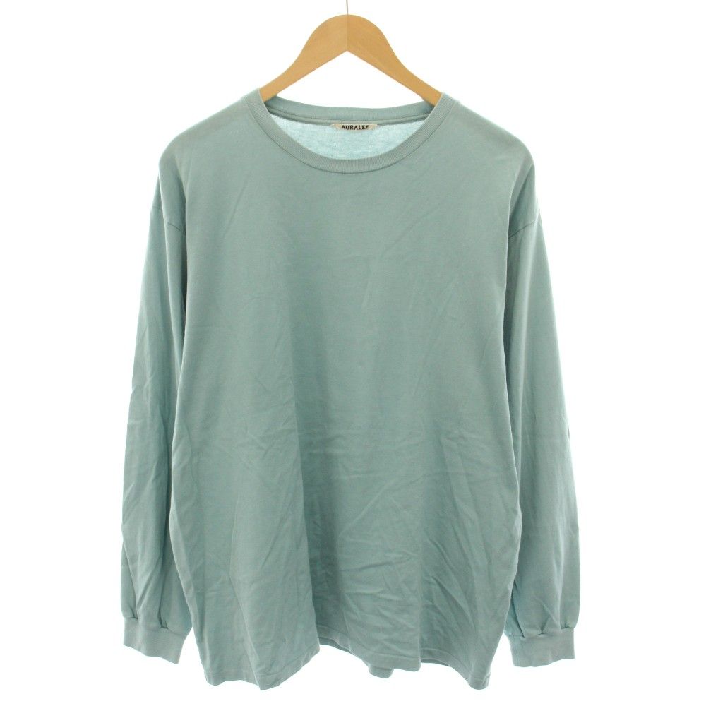 オーラリー AURALEE ラスタープレーティングロングスリーブT LUSTER PLAITING L/S TEE ロンT Tシャツ カットソー クルーネック 長袖 無地 5 水色 ライトブルー A00SP01GT /YT