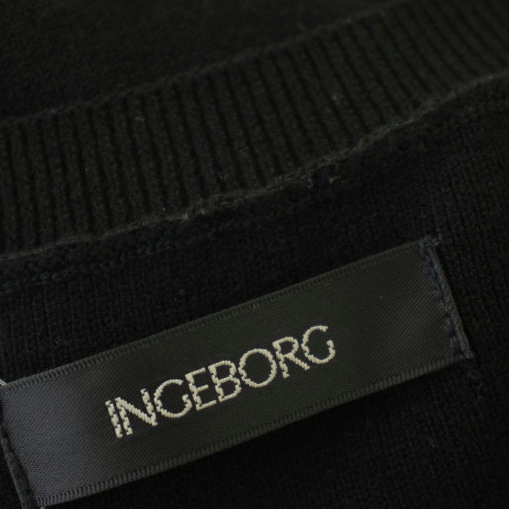 インゲボルグ INGEBORG ニットドッキングワンピース ロング チェック柄 長袖 9号 黒 ブラウン A2223FA /☆G インゲボルグ INGEBORG ニットドッキングワンピース ロング チェック柄 長袖 9号 黒 ブラウン A2223FA /☆G